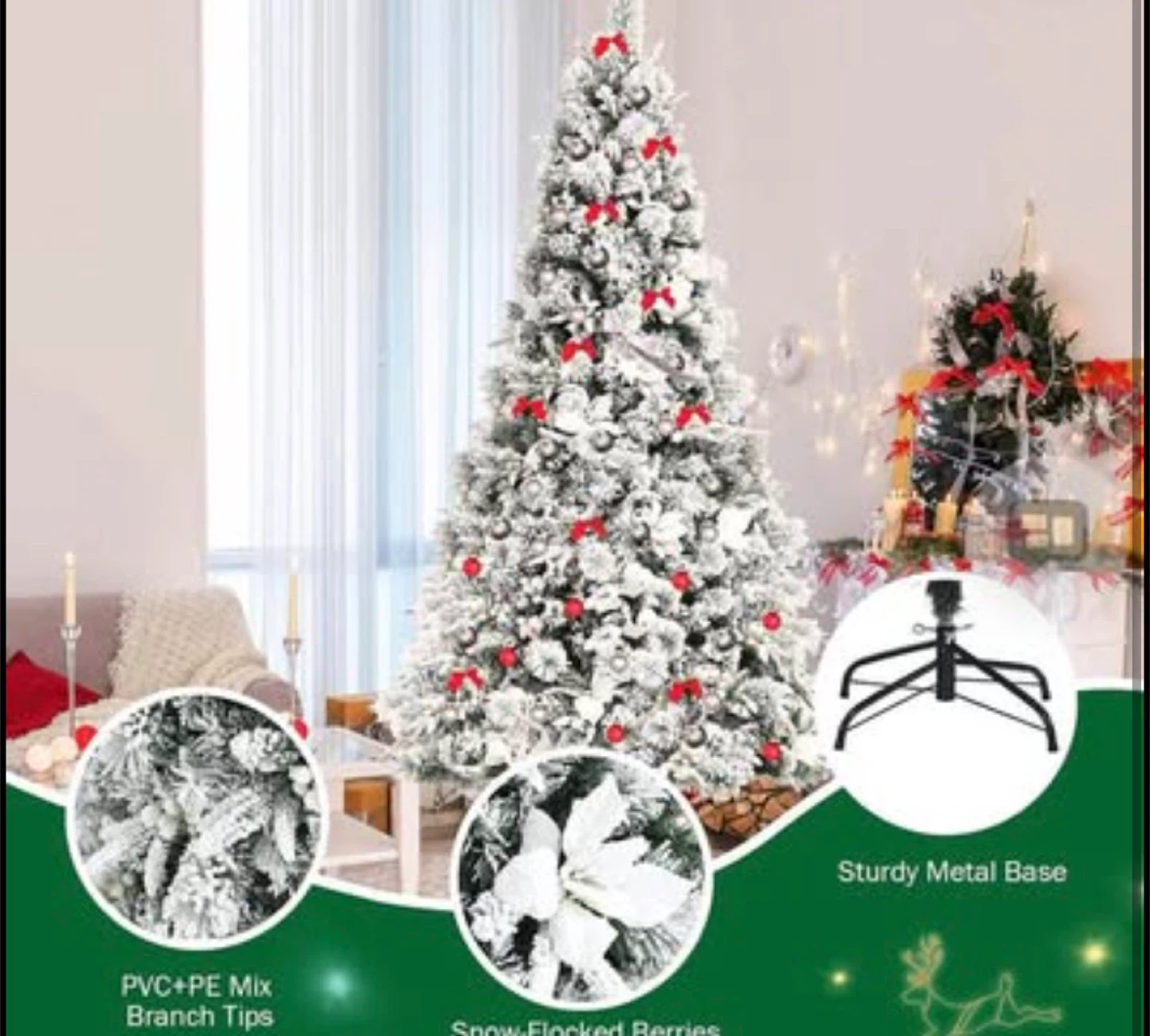 Frosted Pre-lit Christmas Tree with Hinged Branches - photo 4