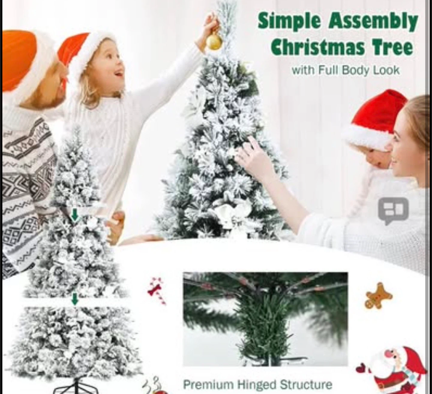 Frosted Pre-lit Christmas Tree with Hinged Branches - photo 3
