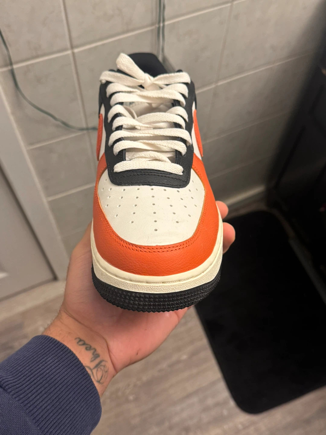 Nike Air Force 1 Low Orange White Black Sneakers - photo 5