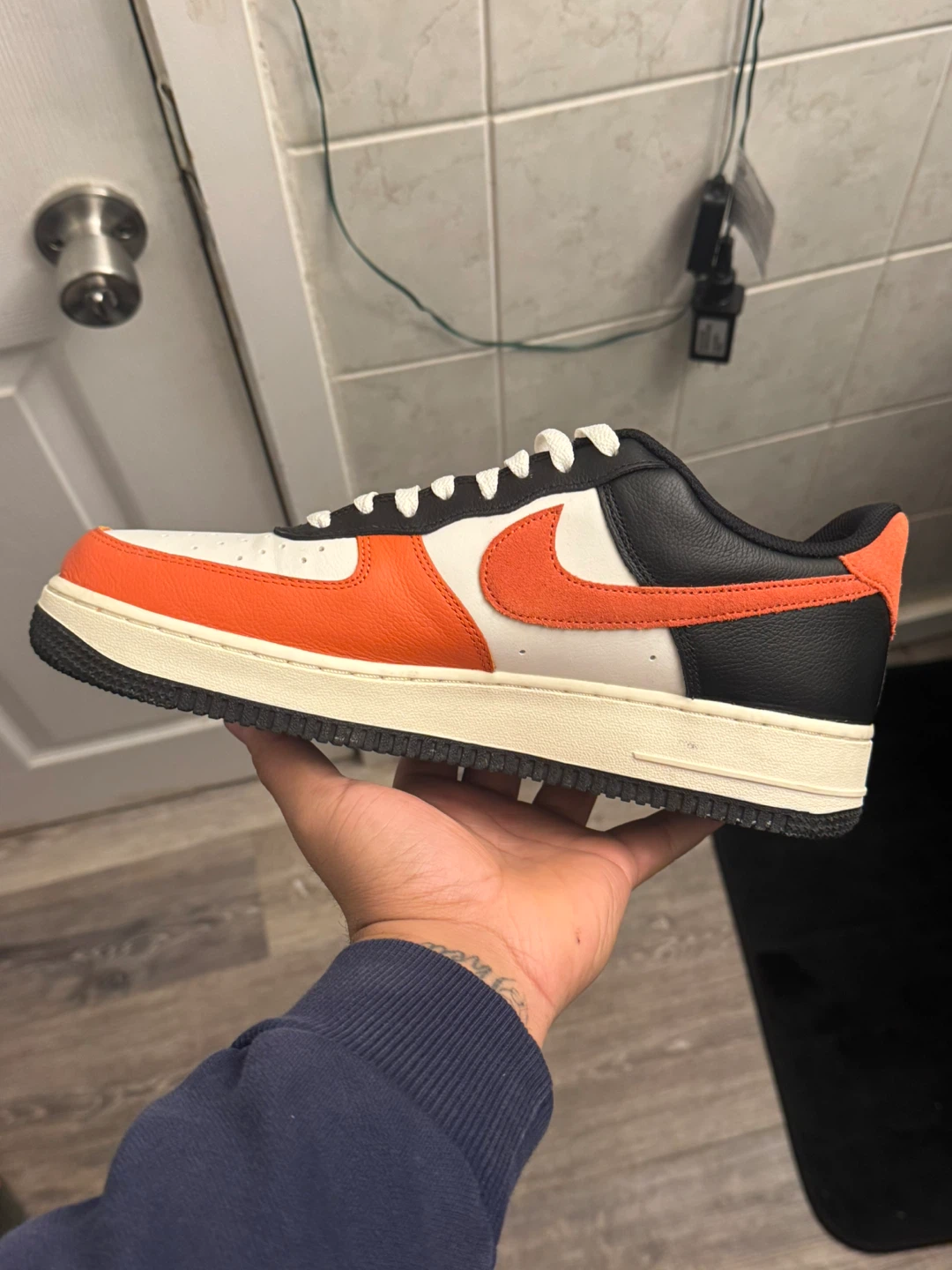 Nike Air Force 1 Low Orange White Black Sneakers - photo 3