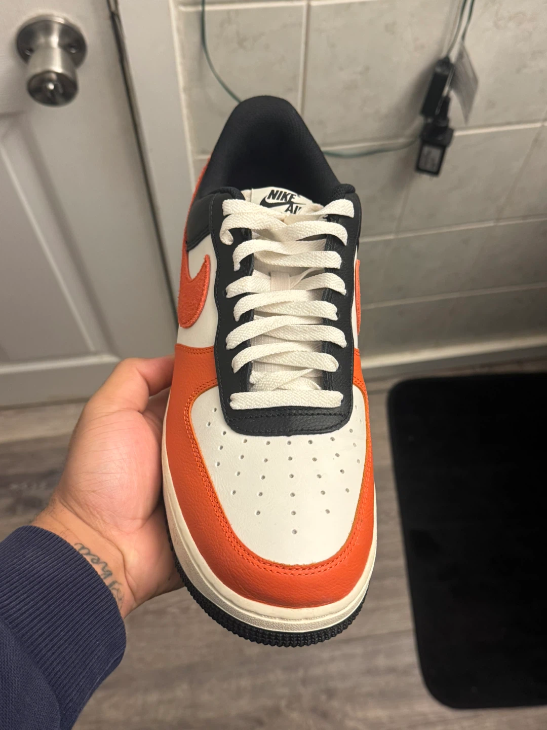 Nike Air Force 1 Low Orange White Black Sneakers - photo 2