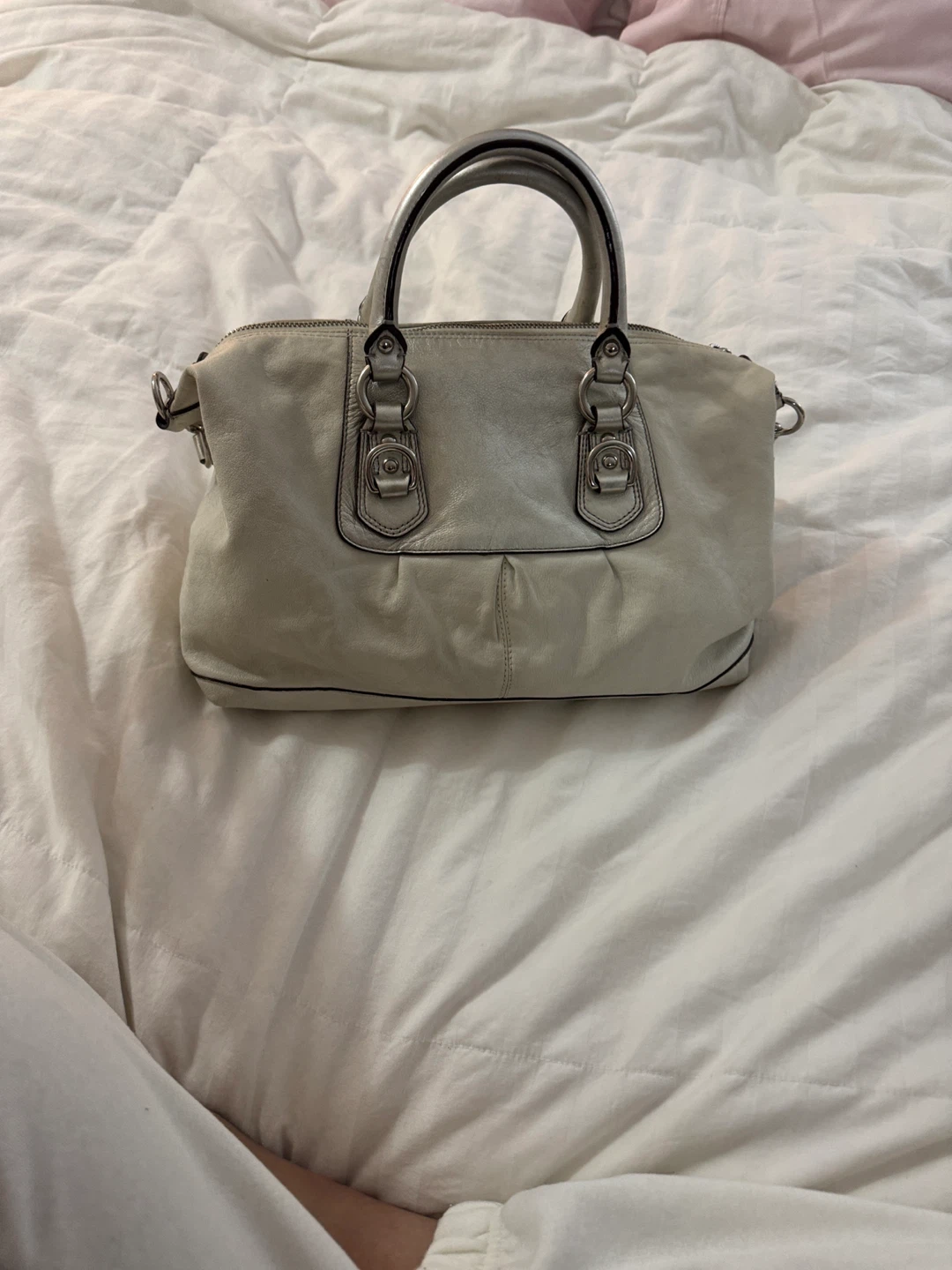 Coach White Leather Satchel Bag