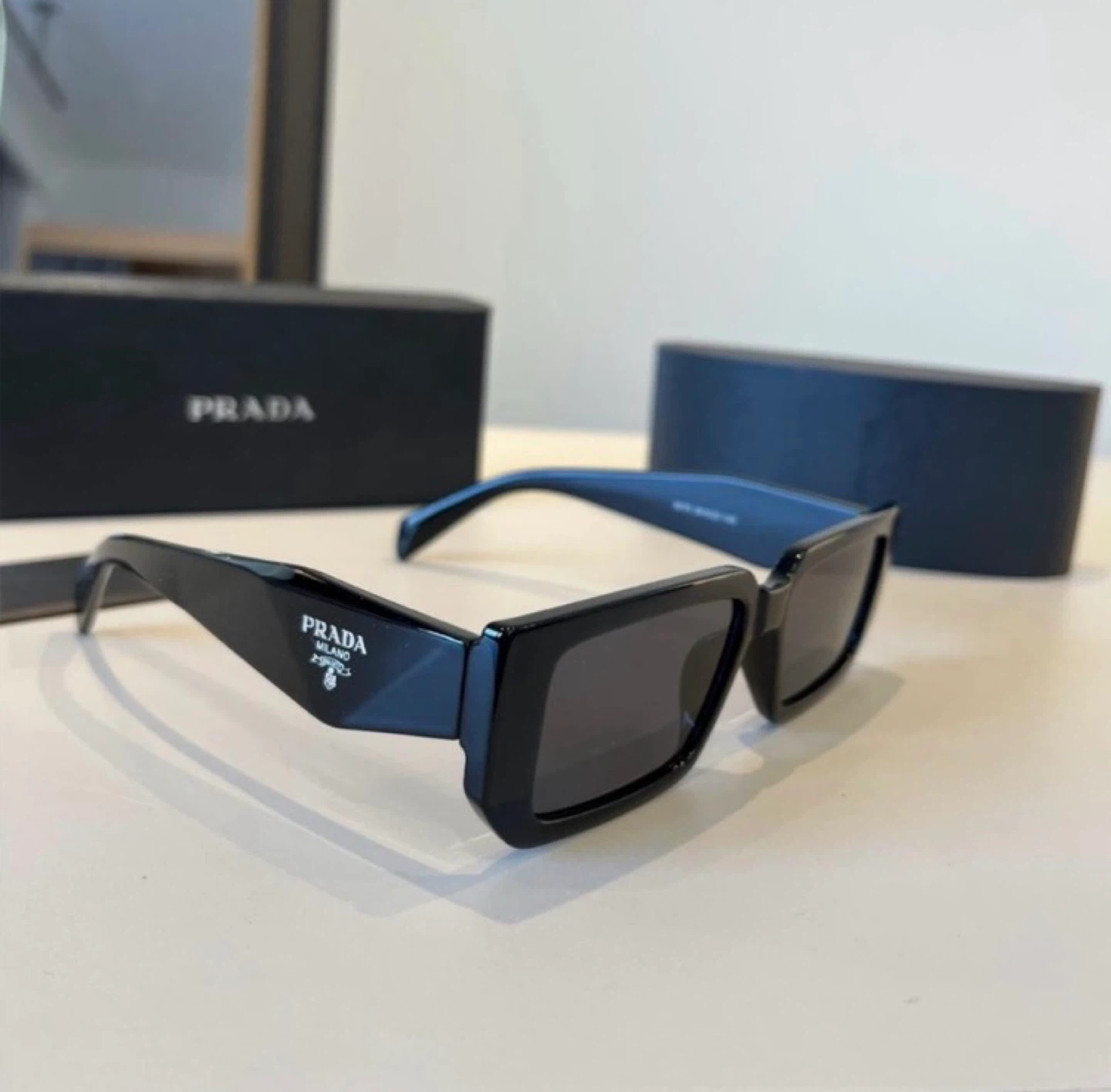 Prada Black Rectangular Sunglasses