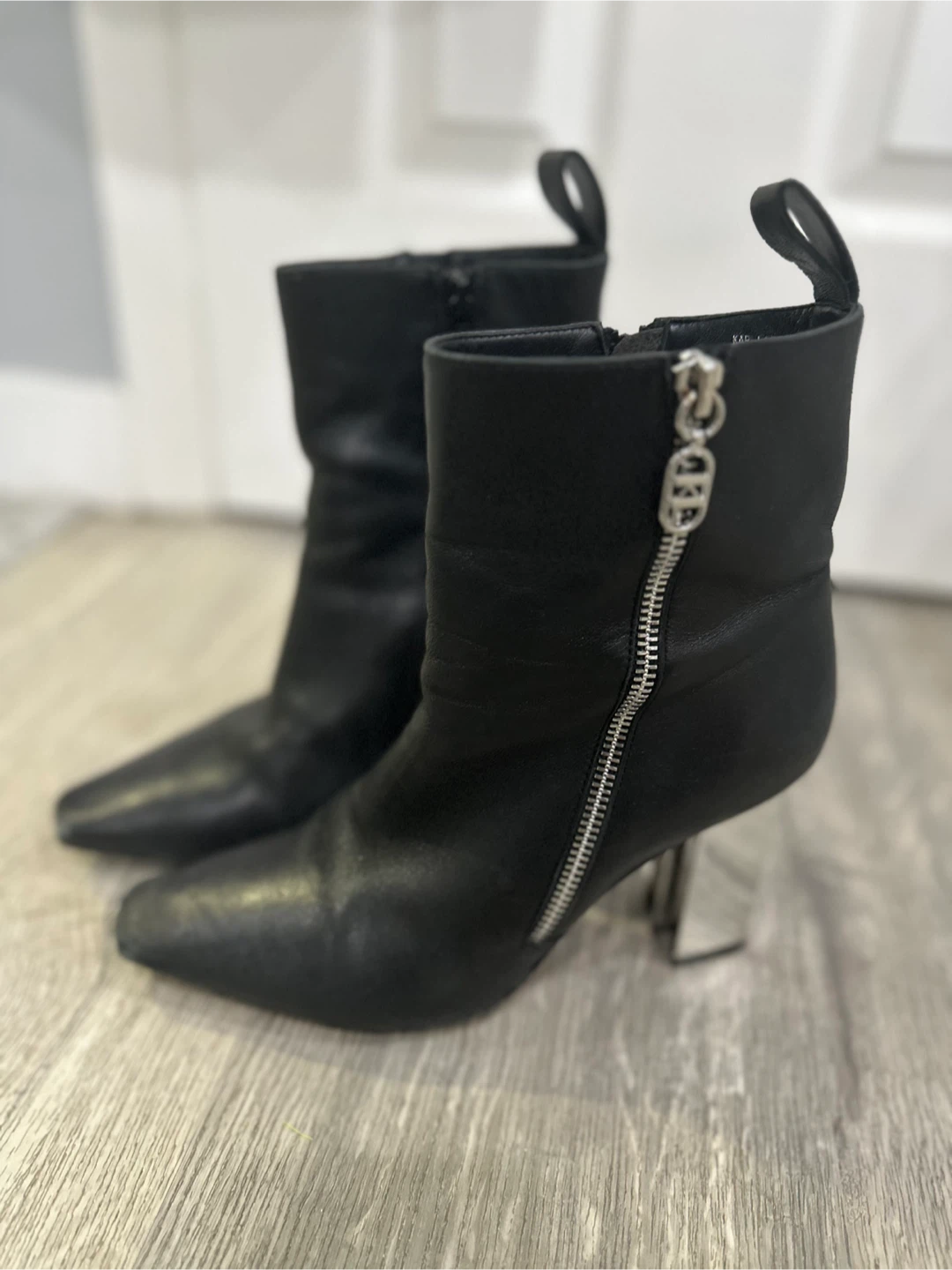 Karl Lagerfeld Black Leather Ankle Boots - US Size 6