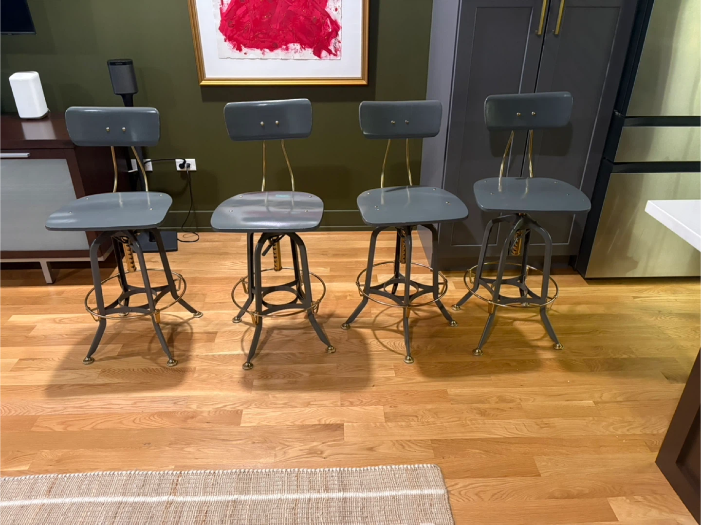 Restoration Hardware Toledo Gray Stools with Backs