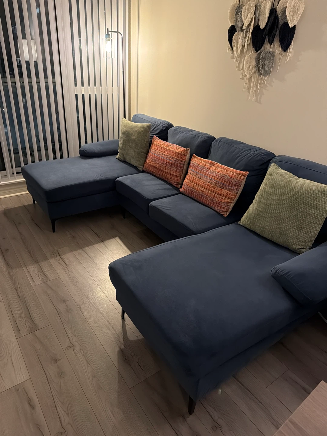 U Shaped 4 Seater Blue Couch - photo 3