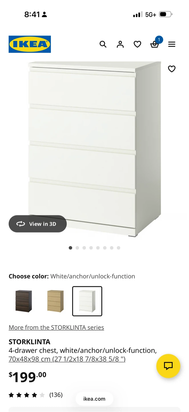 IKEA STORKLINTA 4-drawer chest