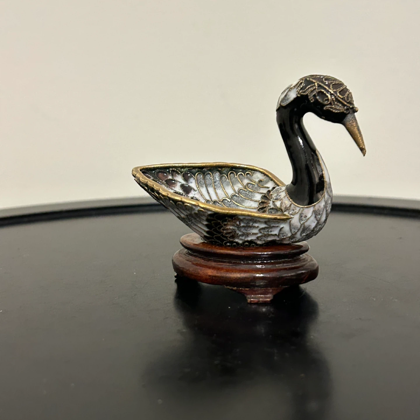 Vintage Cloisonné Swan Small Trinket Dish Enamel Collectible - photo 5
