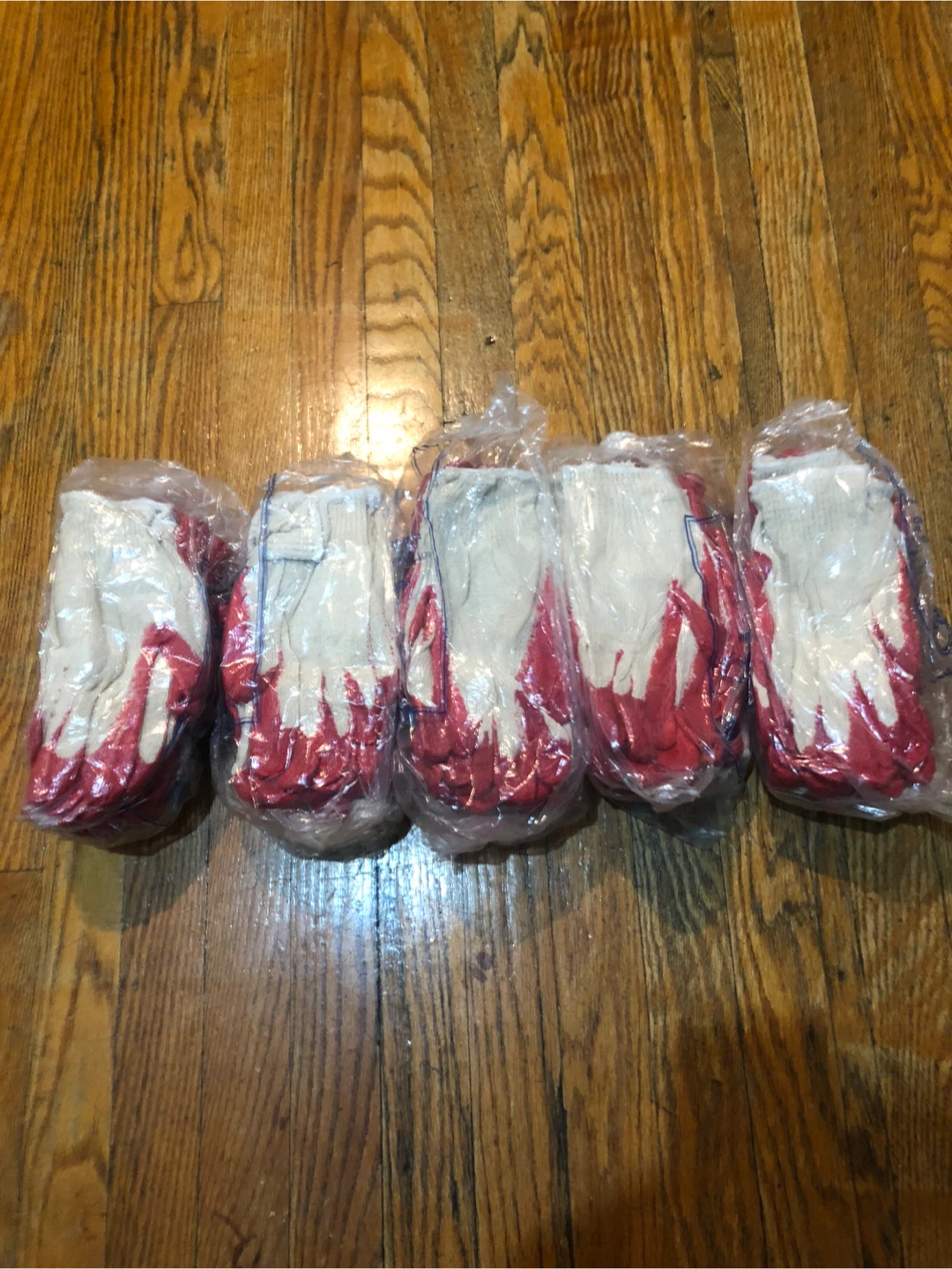 5 Pairs of Red and White Work Gloves - photo 2