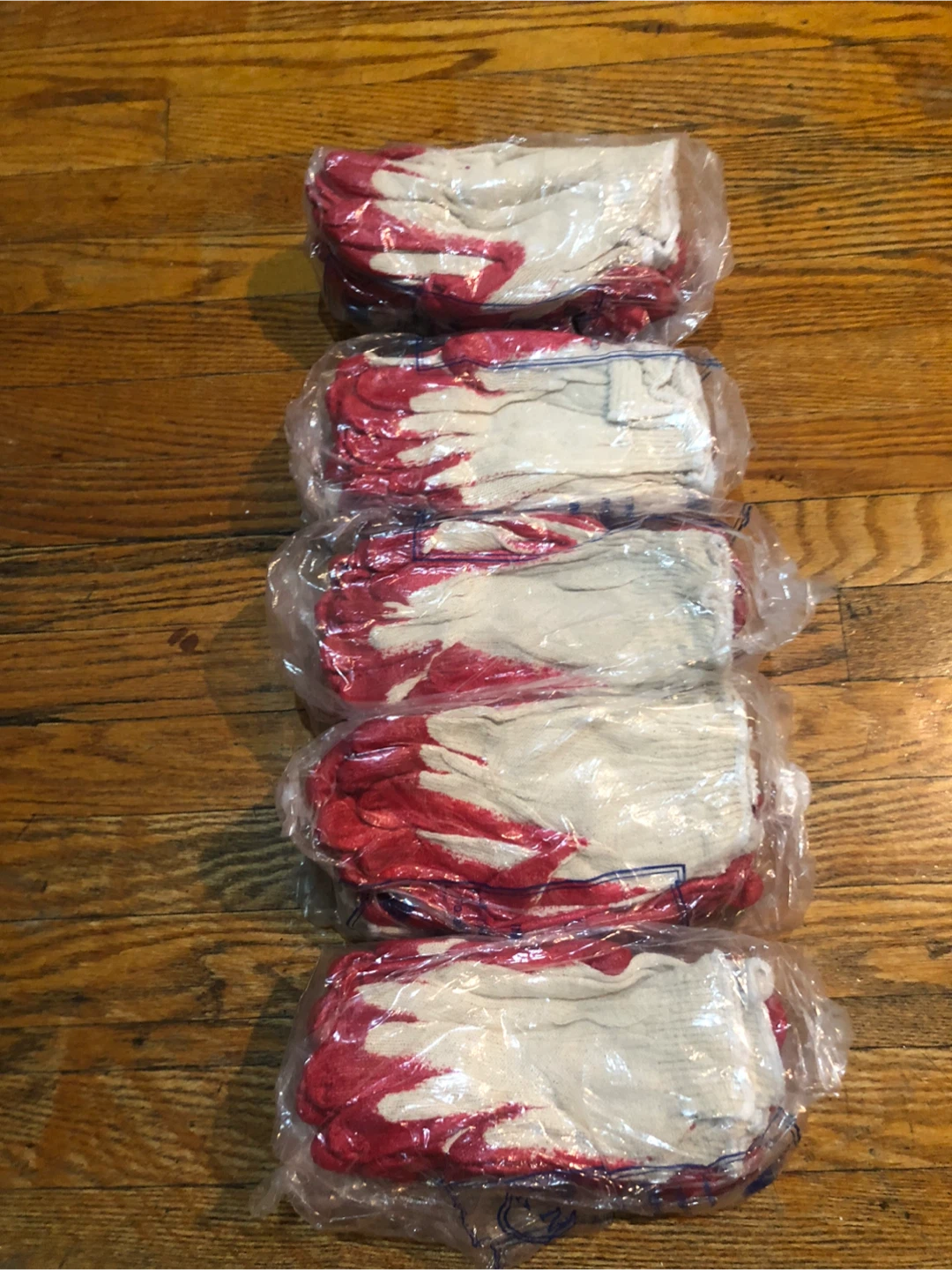5 Pairs of Red and White Work Gloves - photo 3