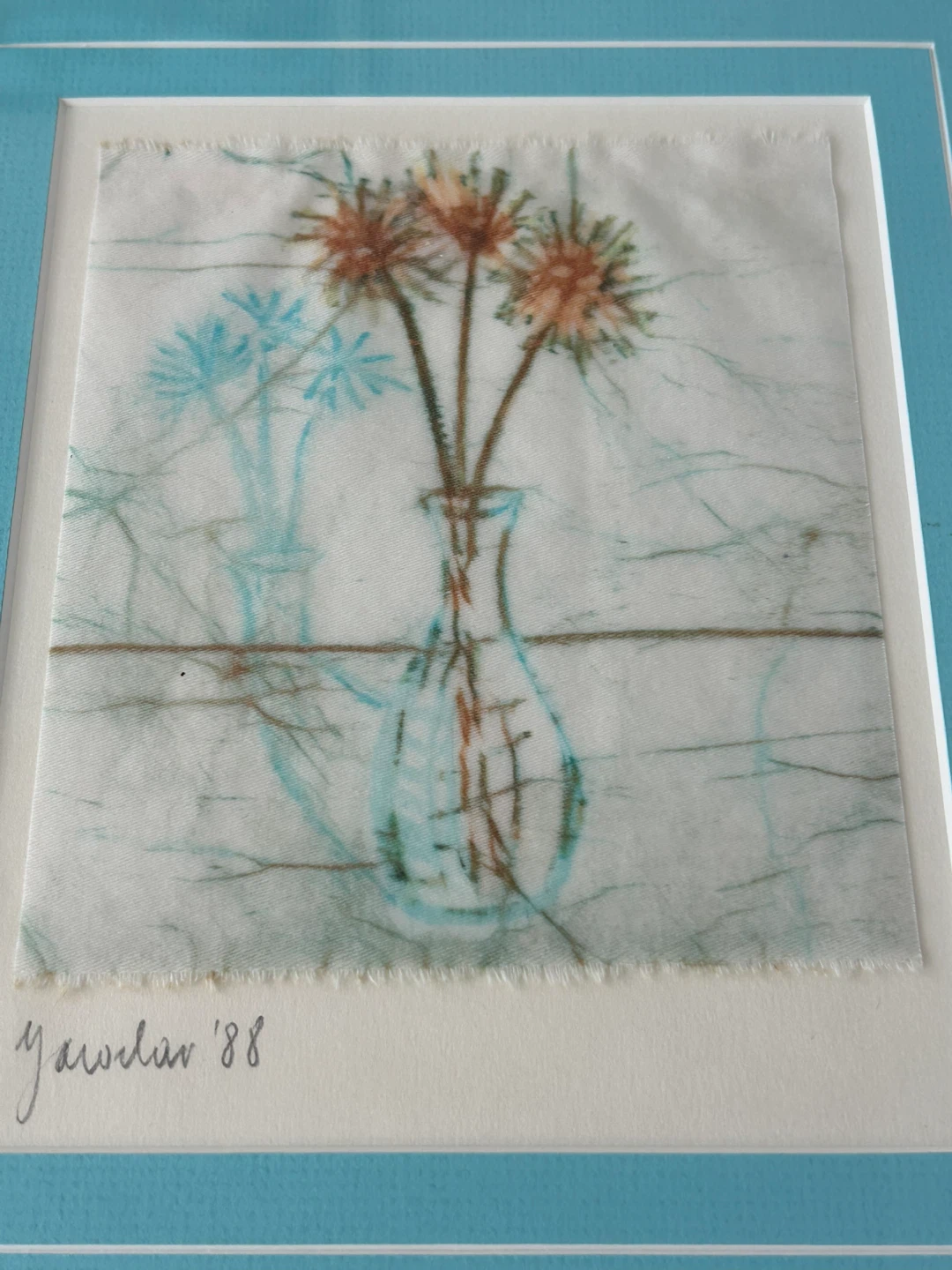 Vintage 1988 Signed Floral Silk/Textile Art - photo 5
