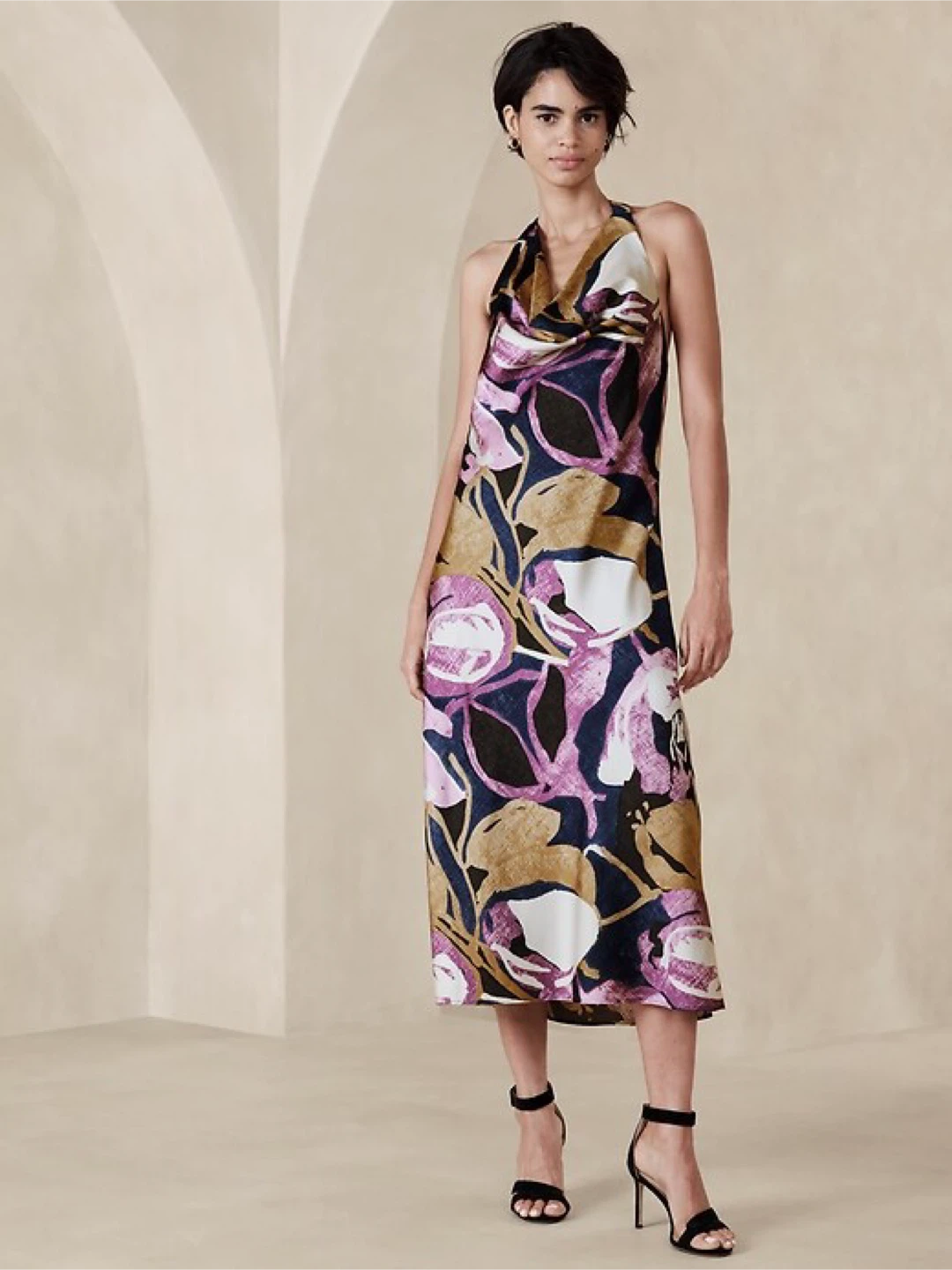 Banana Republic Floral Print Midi Dress XL