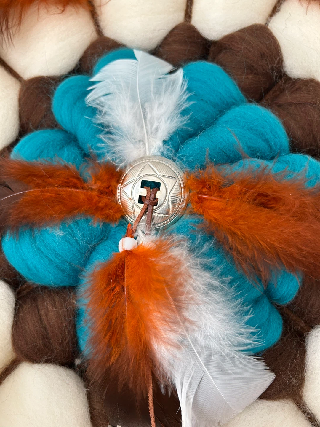 Large Mandala Wool Roving Wall Hanging – 40” - photo 5