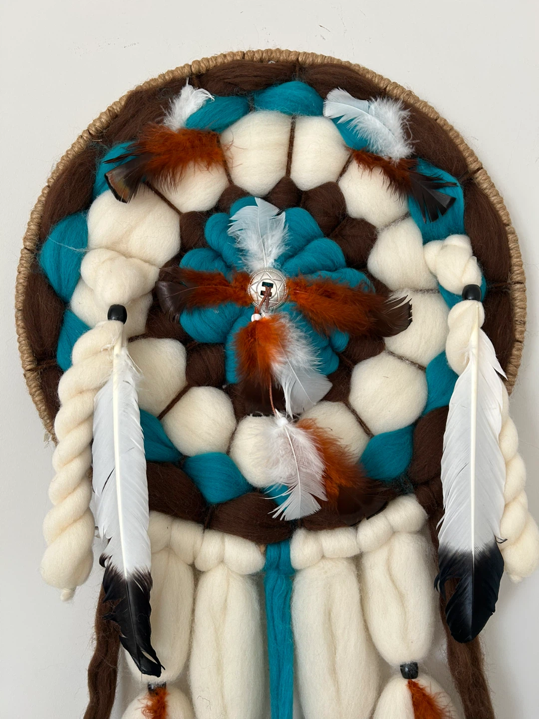Large Mandala Wool Roving Wall Hanging – 40” - photo 2