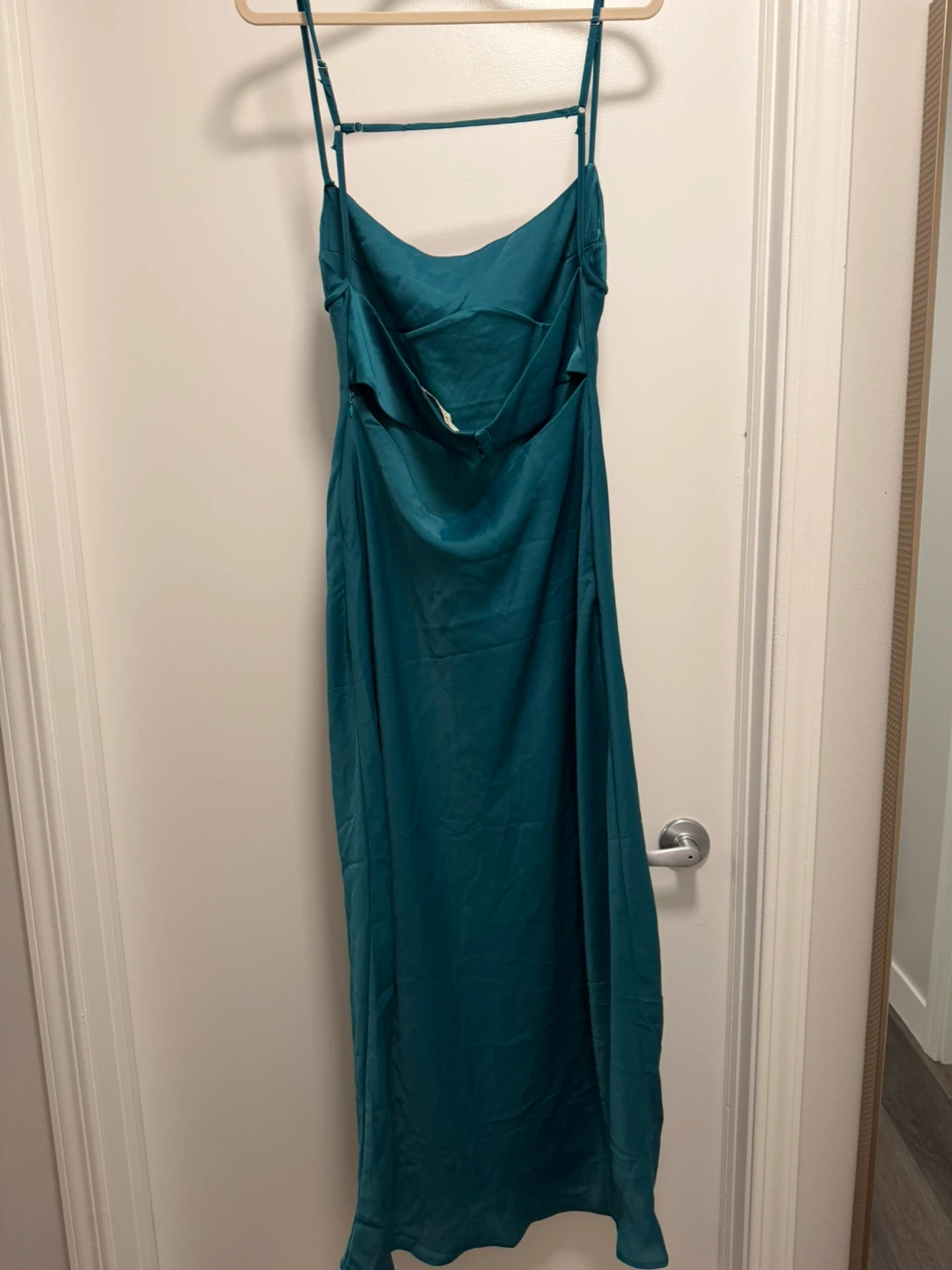 Teal Satin Maxi Slip Dress - photo 2