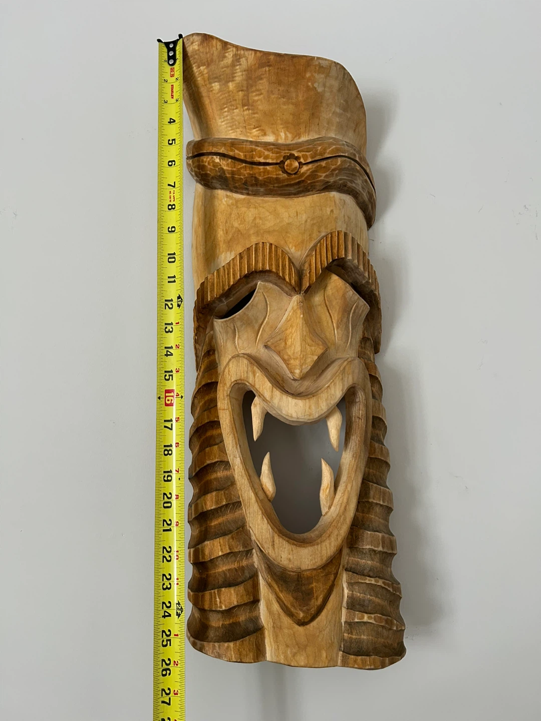 Large 26” Hand-Carved Wooden Tiki Mask - photo 2