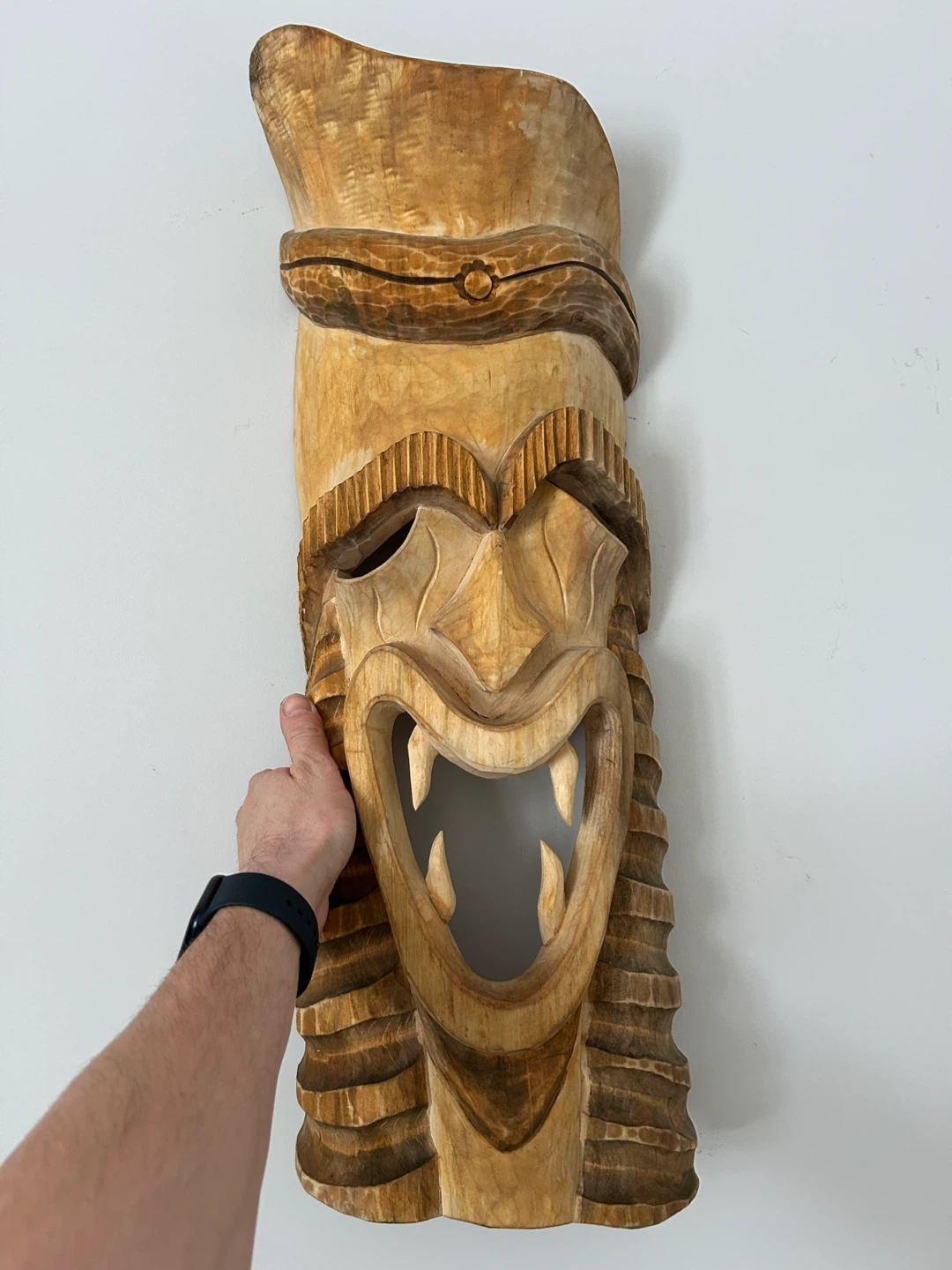 Large 26” Hand-Carved Wooden Tiki Mask - photo 3