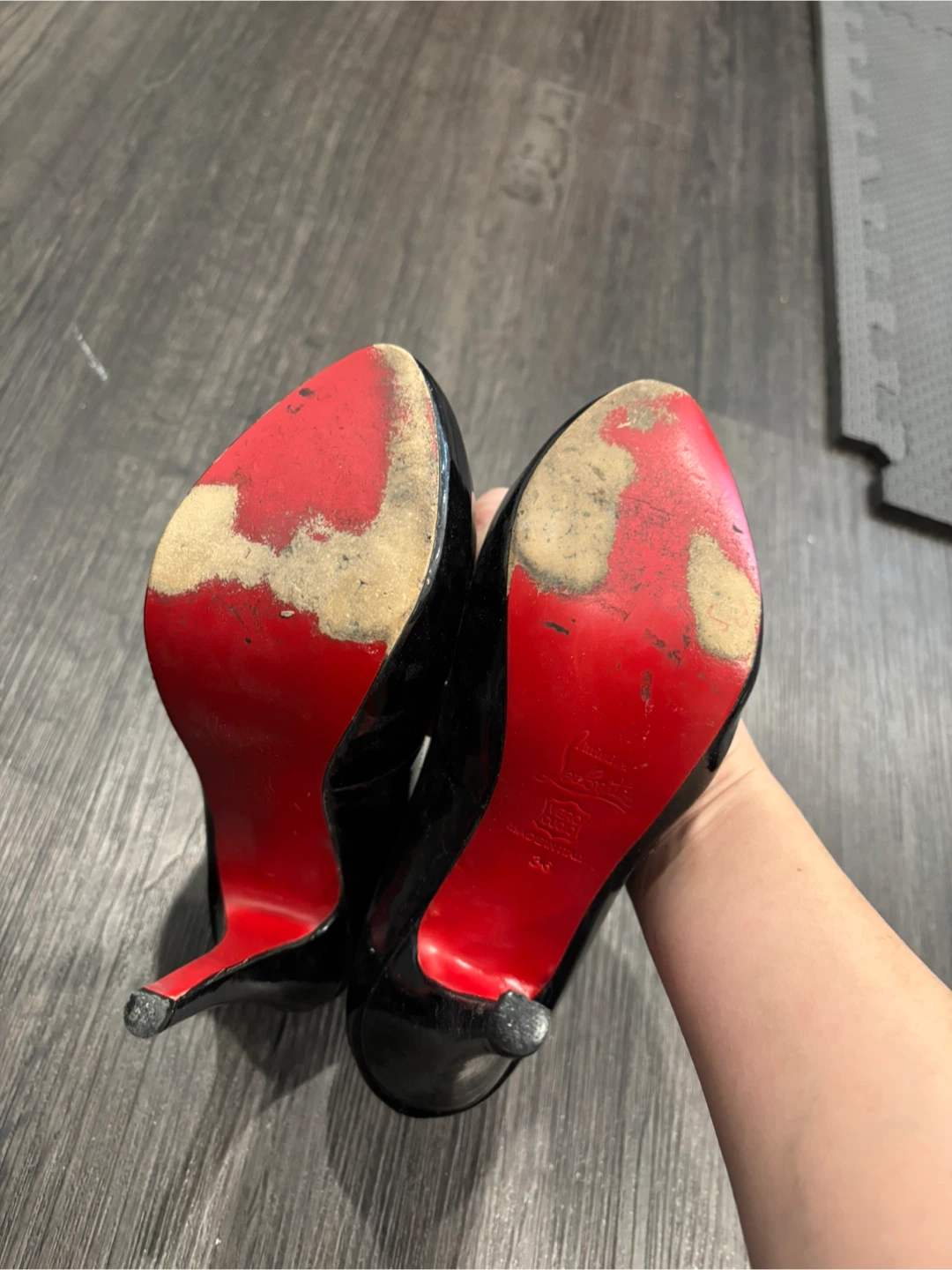 Christian Louboutin Black Patent Leather Heels - Size 6 - photo 3