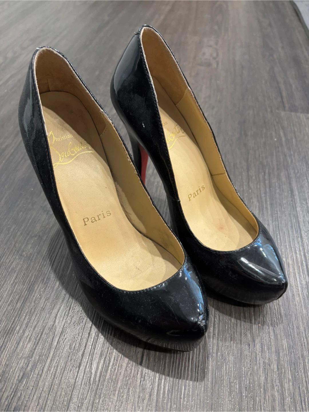 Christian Louboutin Black Patent Leather Heels - Size 6