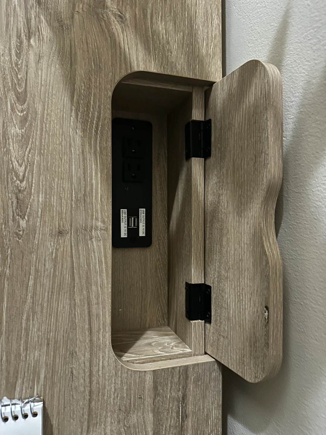 Wood Grain Writing Desk with Built-in Power Outlets - photo 2