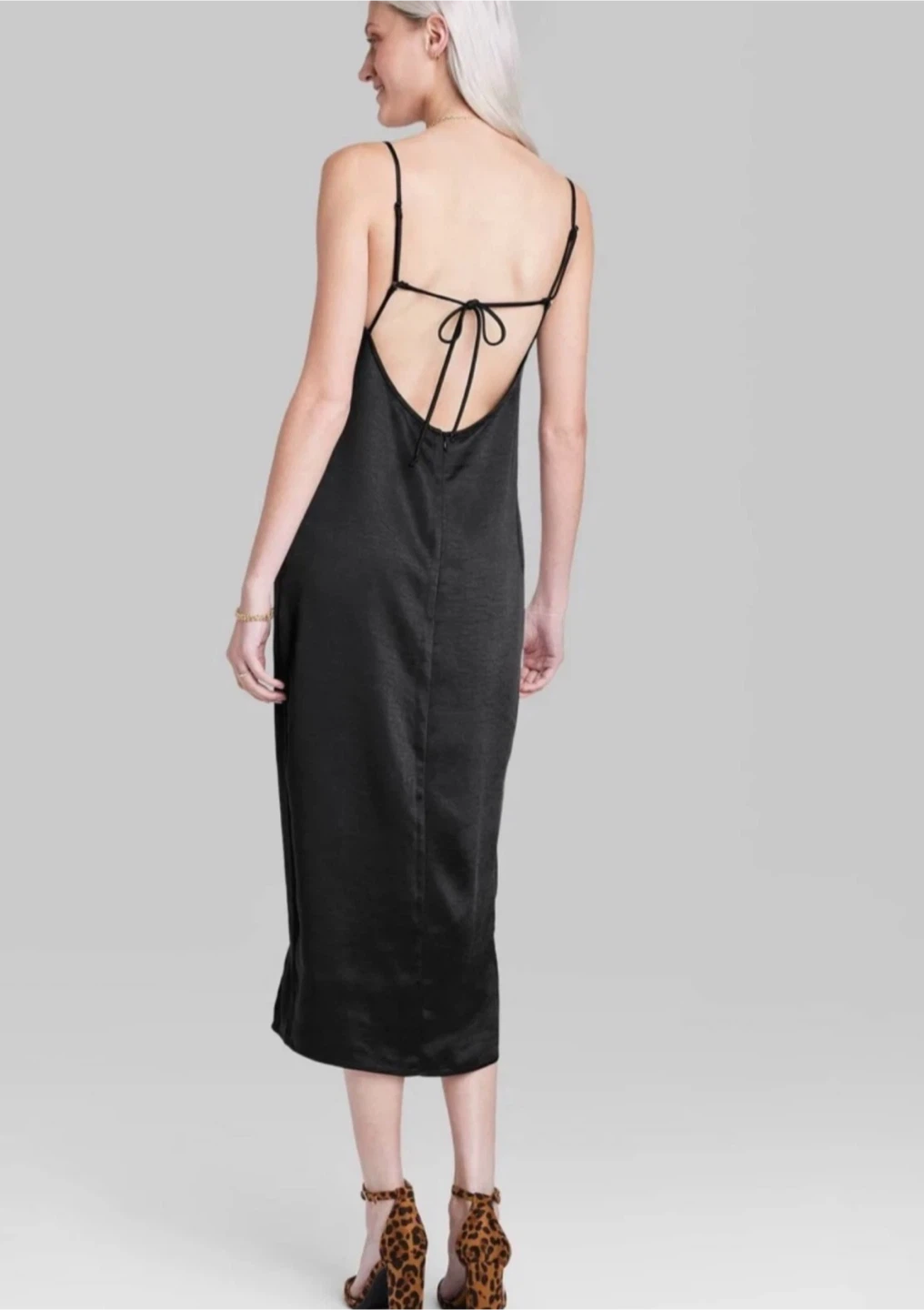 Wild Fable Black Satin Cami Midi Dress - photo 2