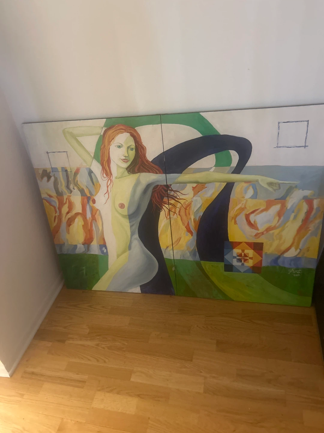 Large Diptych Painting of Woman - photo 2