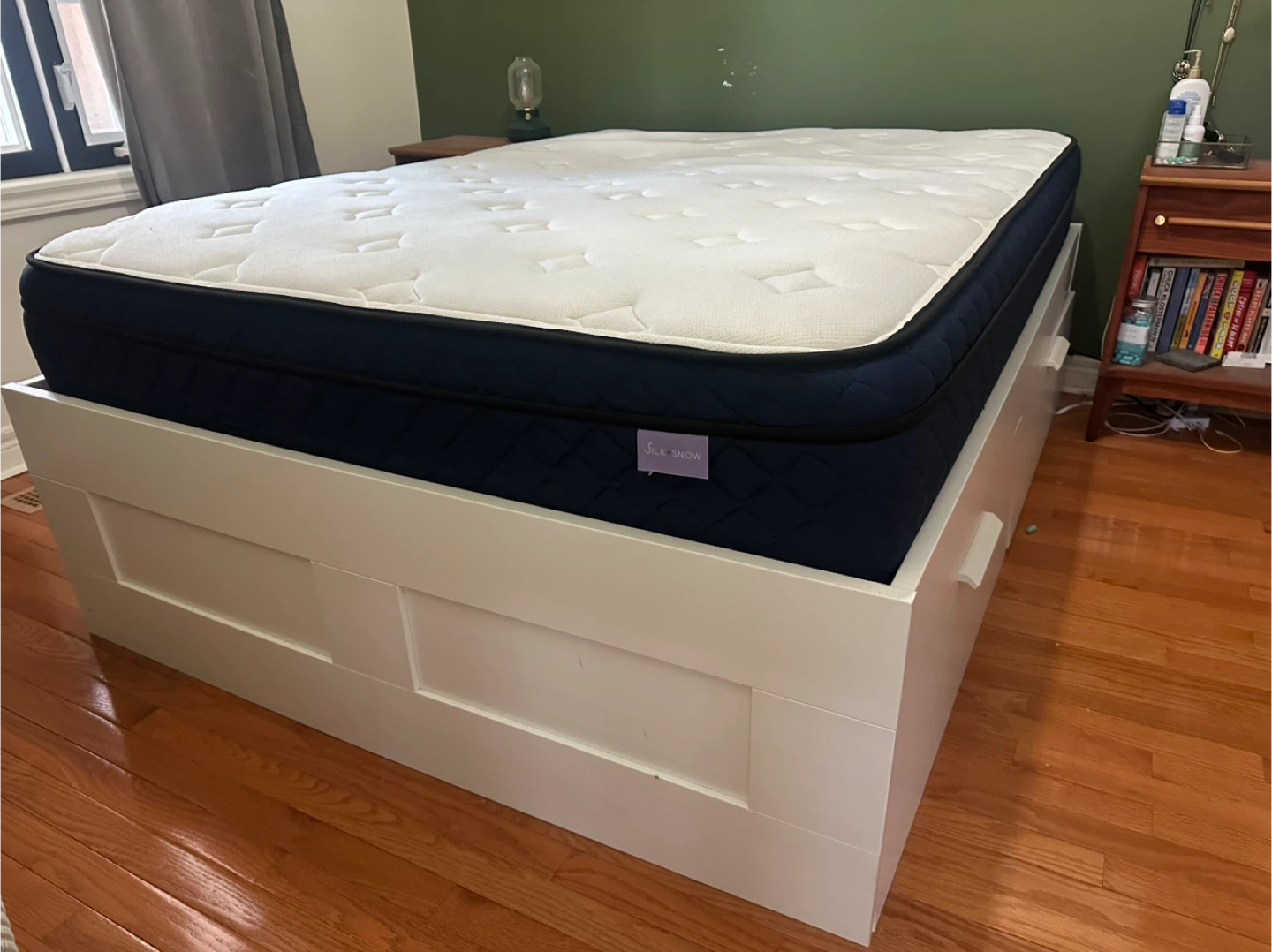 IKEA BRIMNES Bed frame with storage, Queen, White