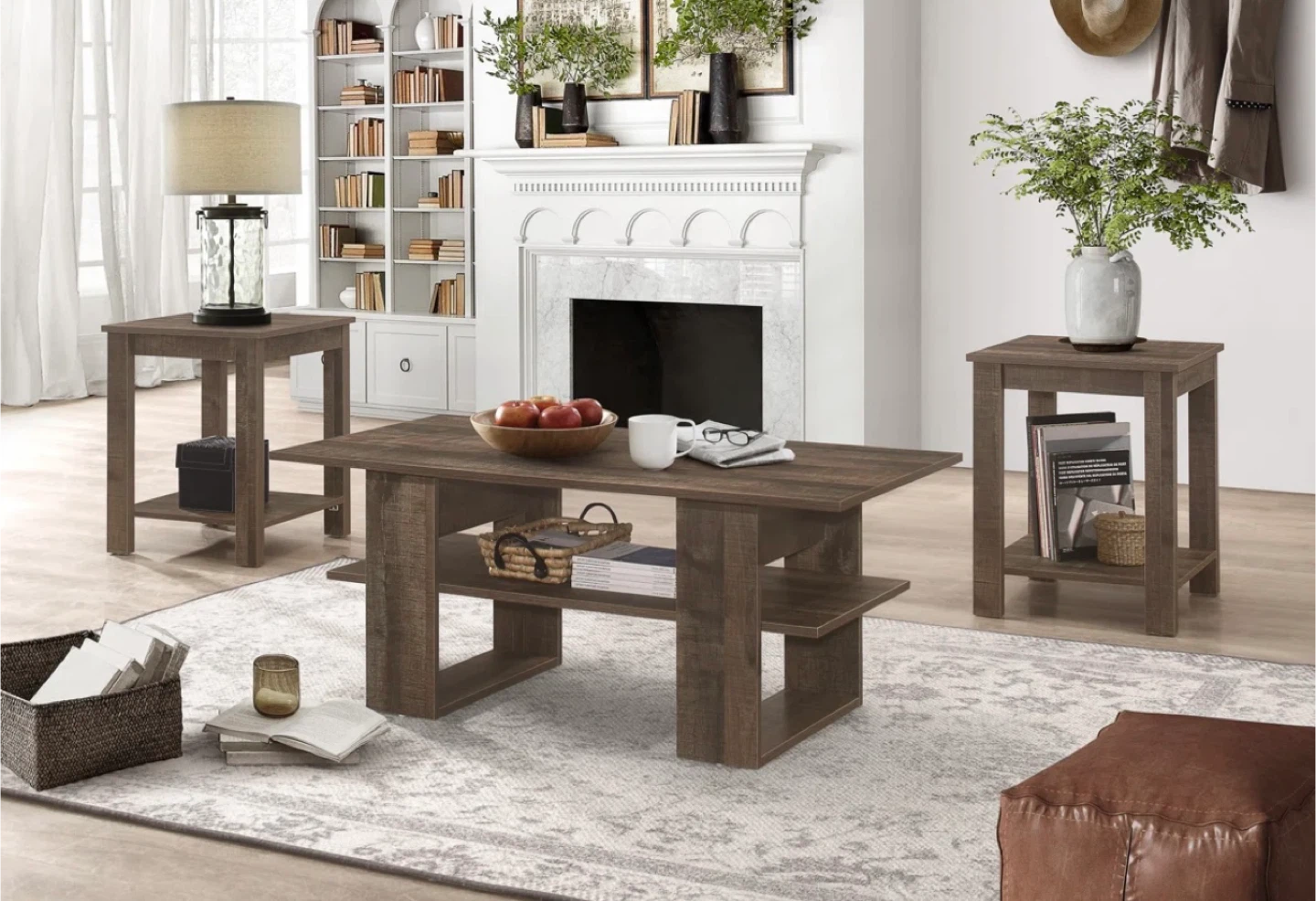 3-Piece Living Room Table Set - Coffee Table & 2 End Tables - photo 3