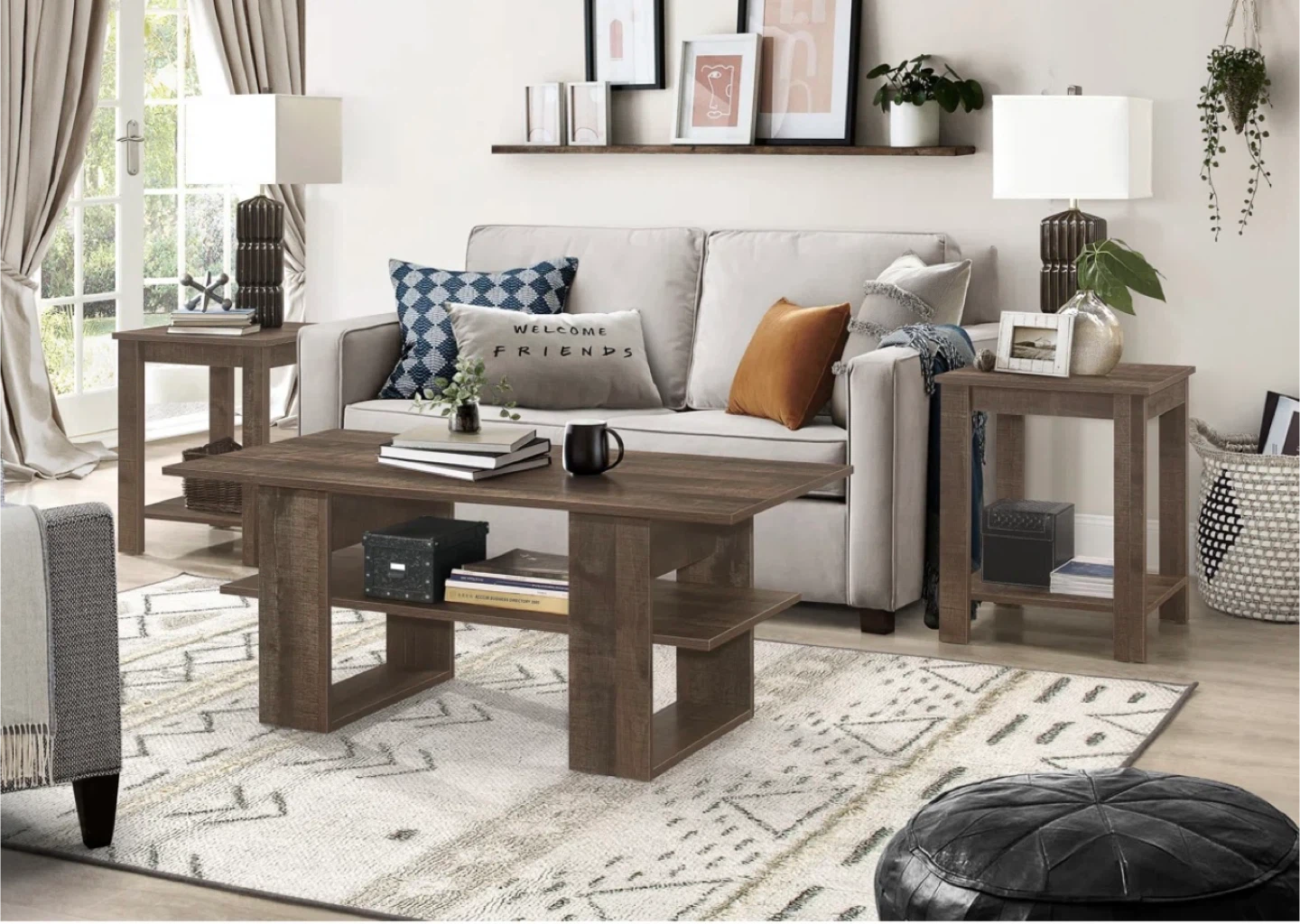 3-Piece Living Room Table Set - Coffee Table & 2 End Tables - photo 2