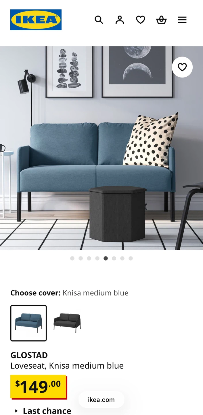 IKEA Glostad Loveseat - Knisa Medium Blue