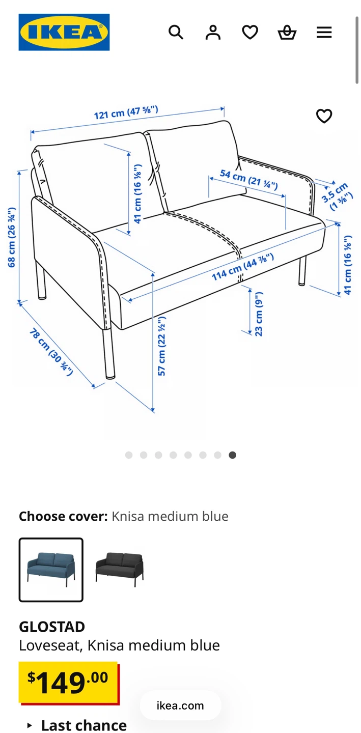 IKEA Glostad Loveseat - Knisa Medium Blue - photo 2