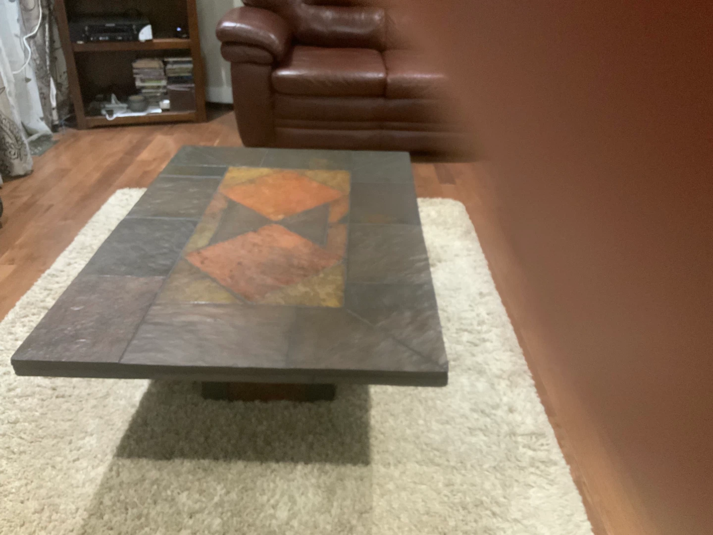 Selling tile top coffee table with 2 matching side tables