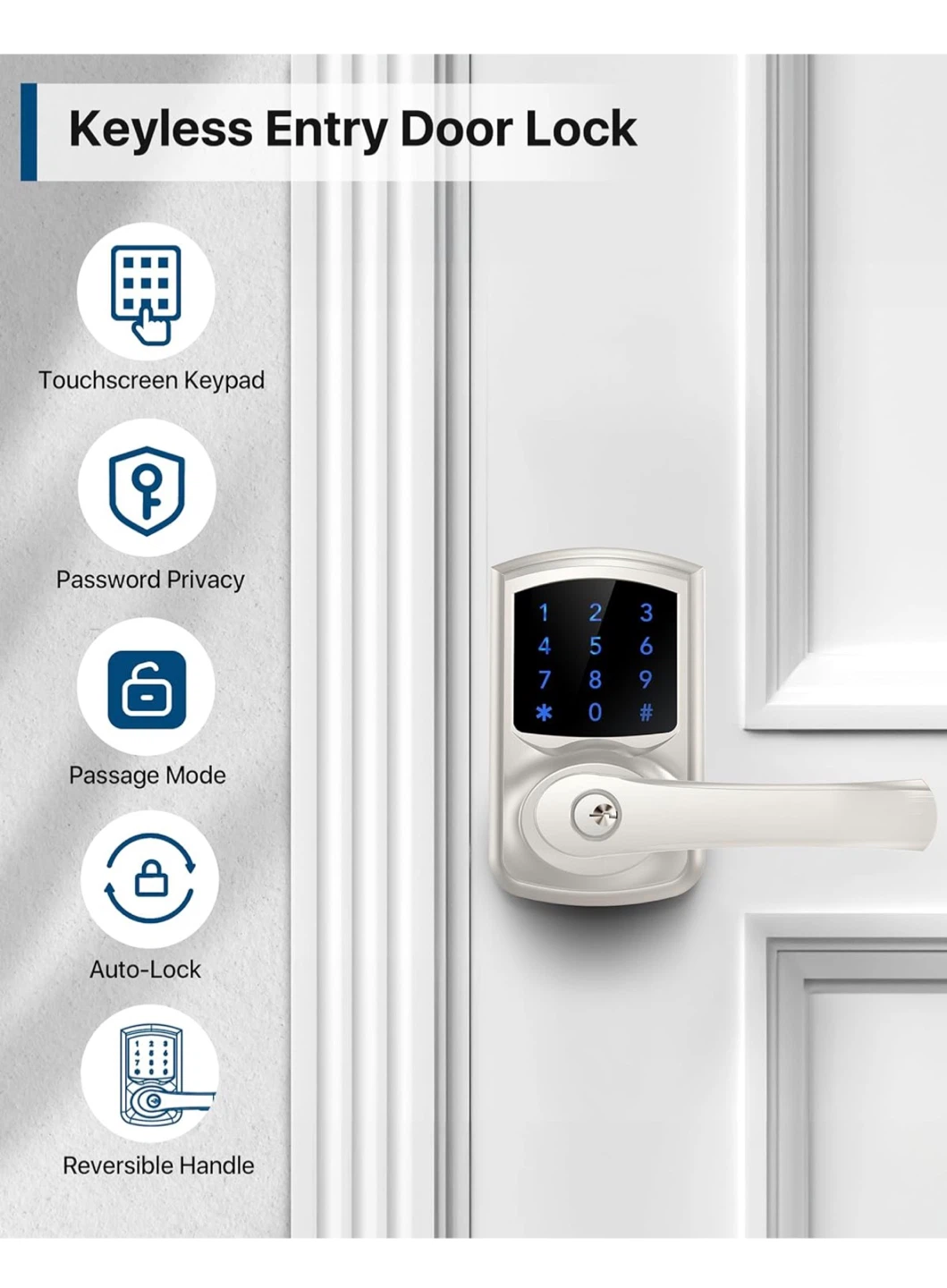 HIDALIFE Keyless Entry Door Lock Satin Nickel HK5 - photo 3