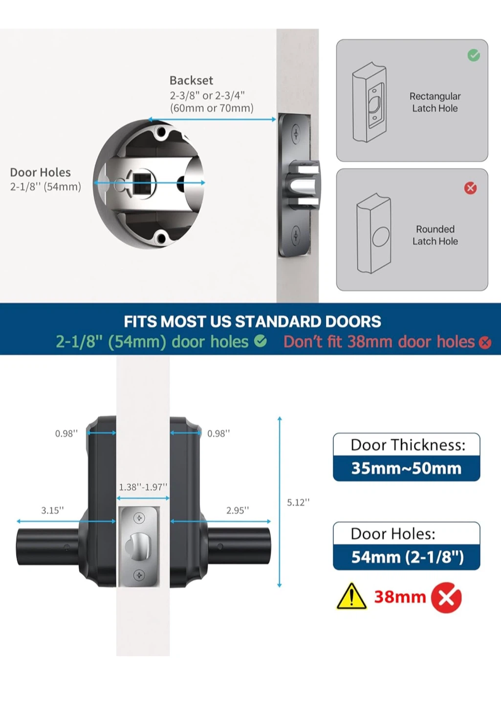 HIDALIFE Keyless Entry Door Lock Satin Nickel HK5 - photo 5