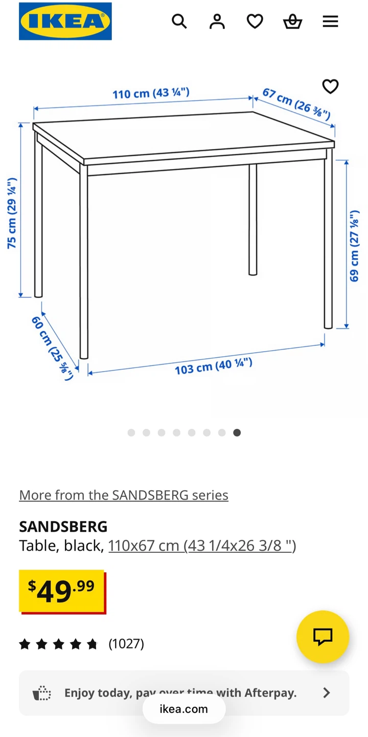 IKEA SANDSBERG Table Black 110x67 cm - photo 2