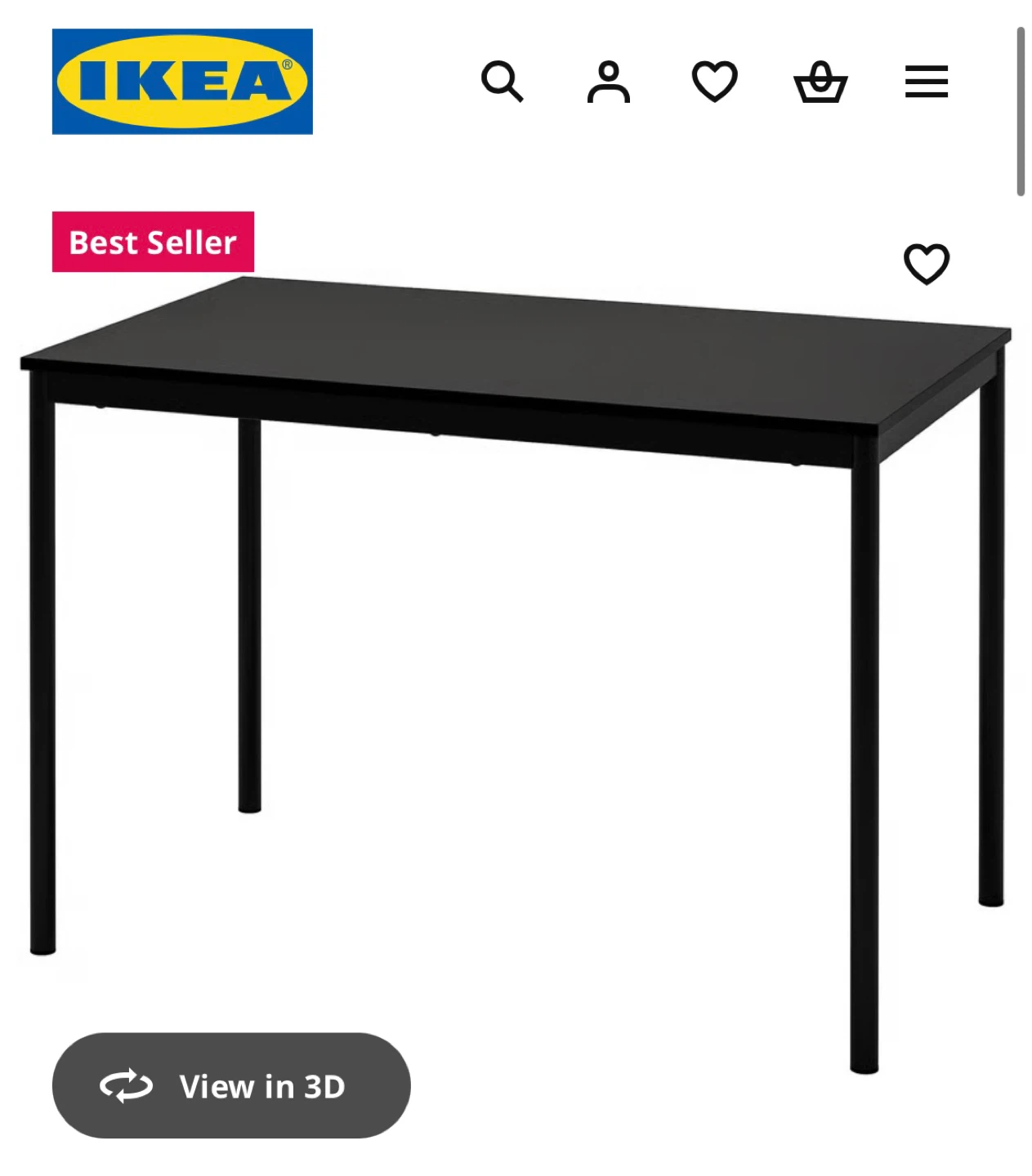IKEA SANDSBERG Table Black 110x67 cm