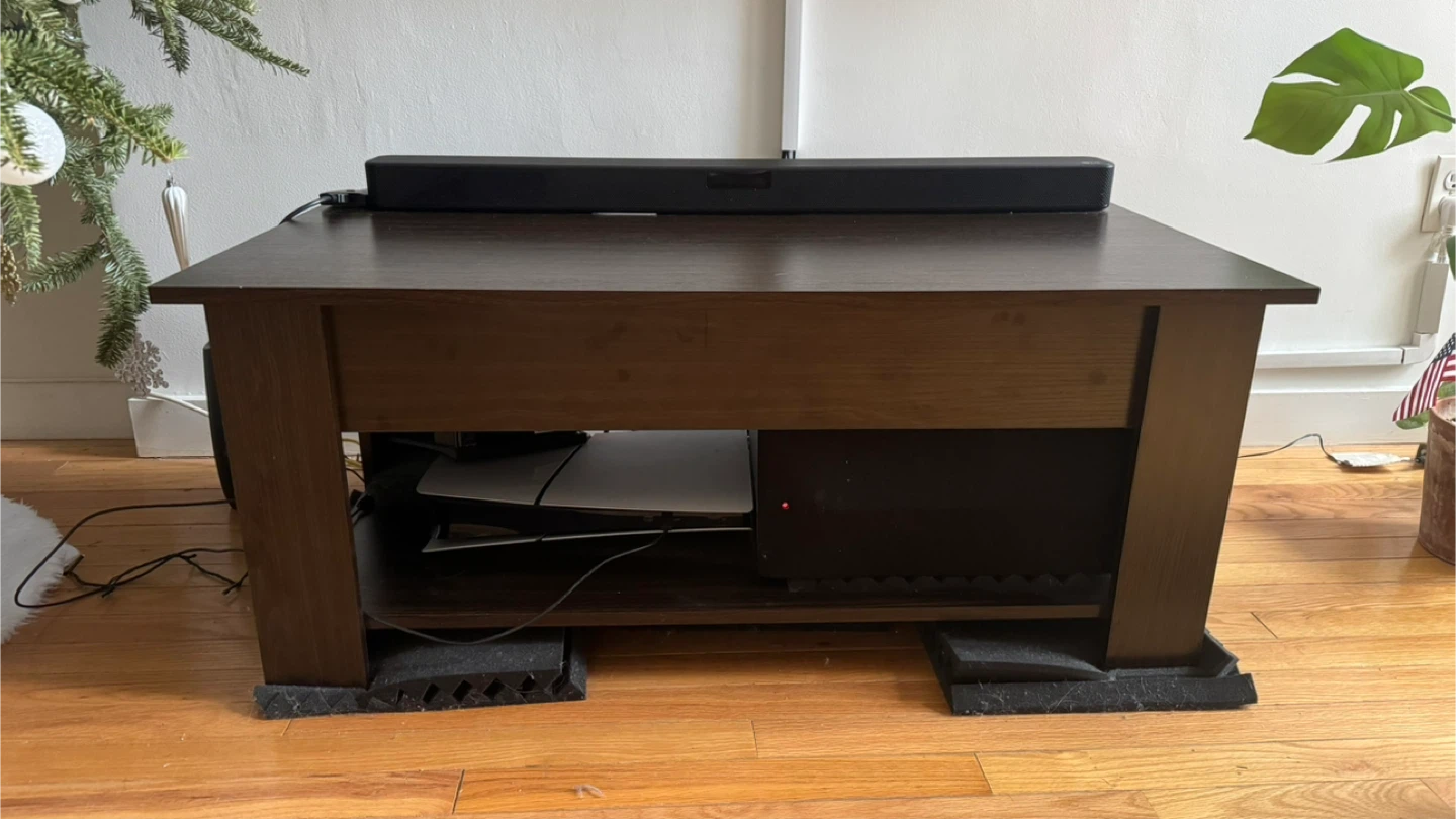 Dark Wood TV Stand with Storage Shelf