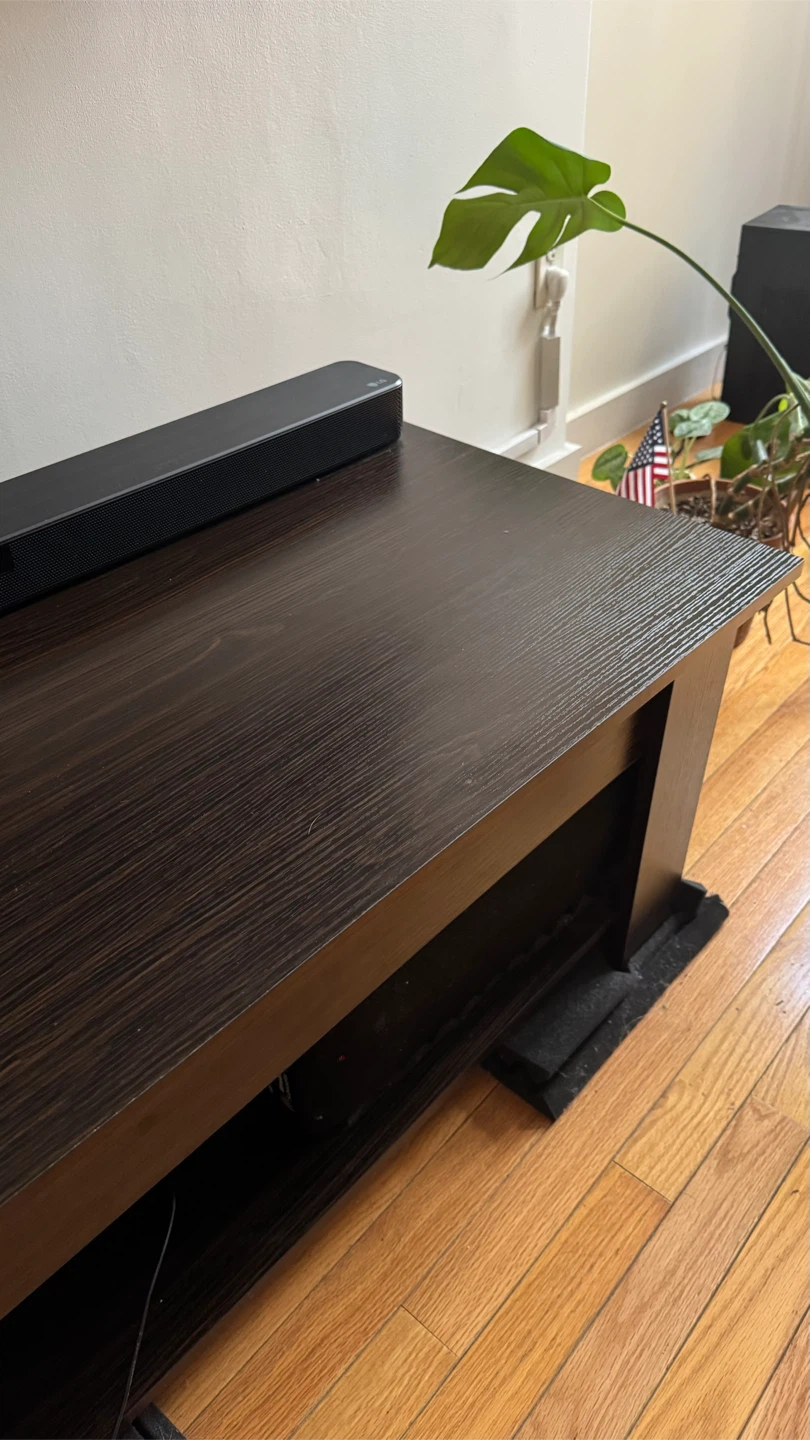 Dark Wood TV Stand with Storage Shelf - photo 2