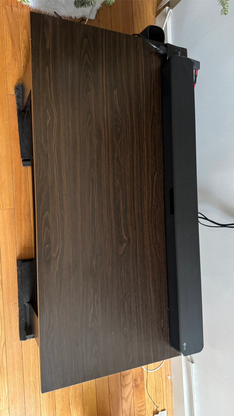Dark Wood TV Stand with Storage Shelf - photo 3