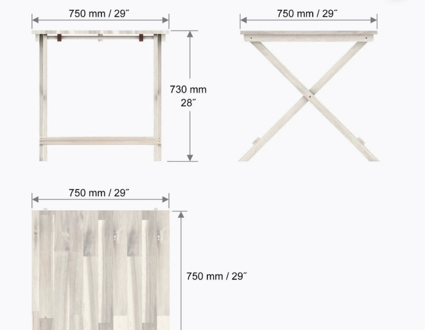 Interbuild Sydney Folding Table - Organic White - photo 4