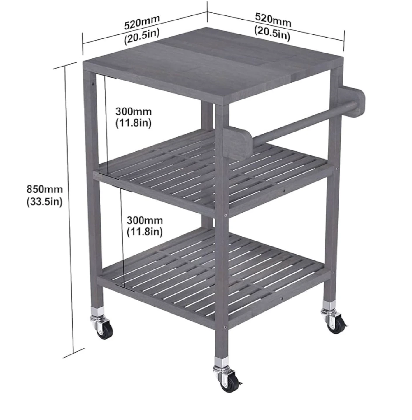 Interbuild Wood 3-Tier Rolling Kitchen Cart - photo 3
