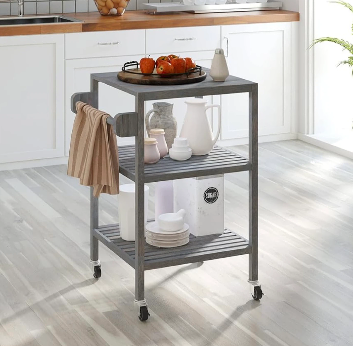 Interbuild Wood 3-Tier Rolling Kitchen Cart - photo 2
