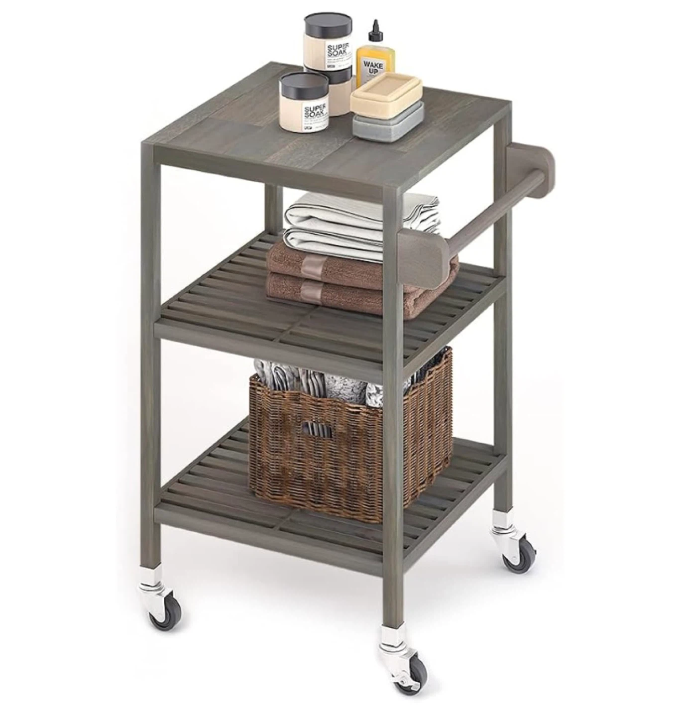 Interbuild Wood 3-Tier Rolling Kitchen Cart