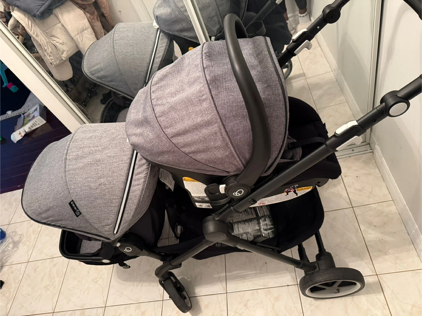 Baby and toddler stroller/ car seat with double seat