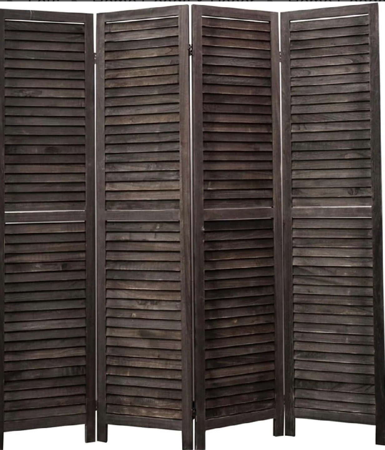 4-Panel Wood Folding Room Divider - Brown - photo 2