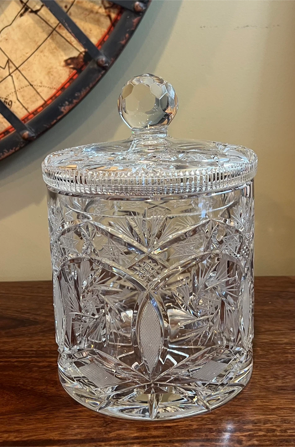 Vintage Pinwheel Crystal Lidded Jar