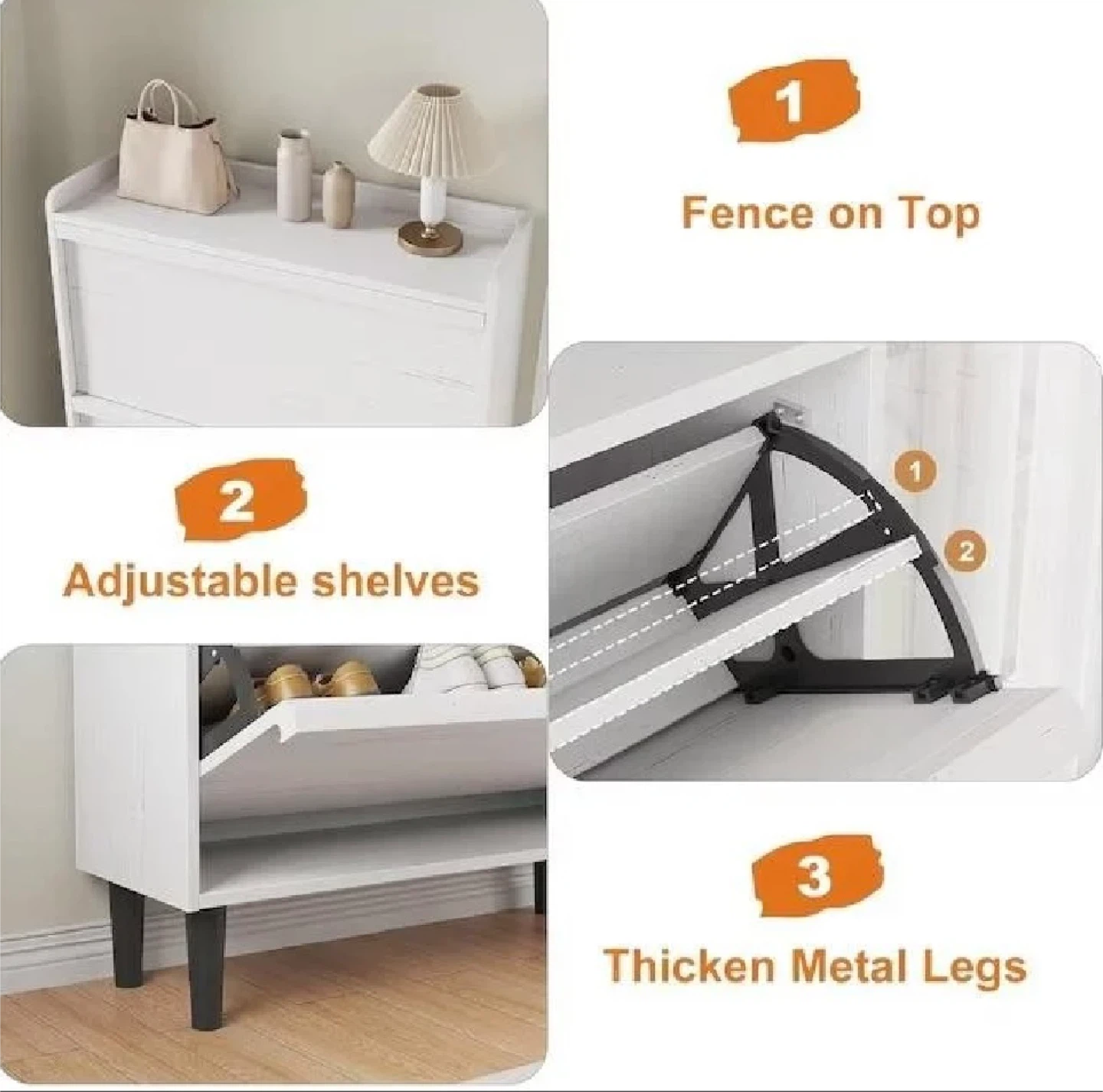 White Shoe Cabinet with Flip Drawers - photo 4