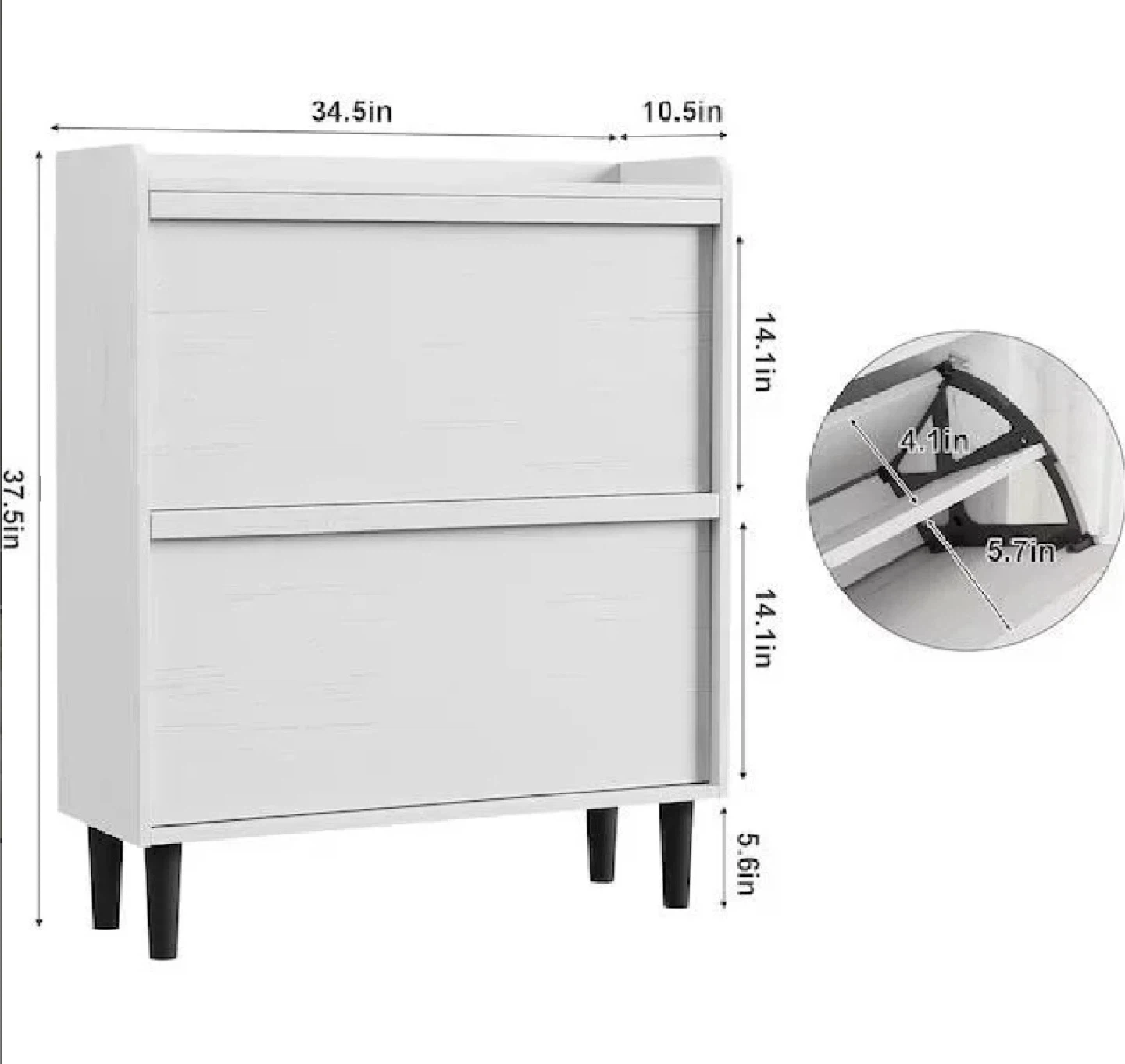 White Shoe Cabinet with Flip Drawers - photo 2