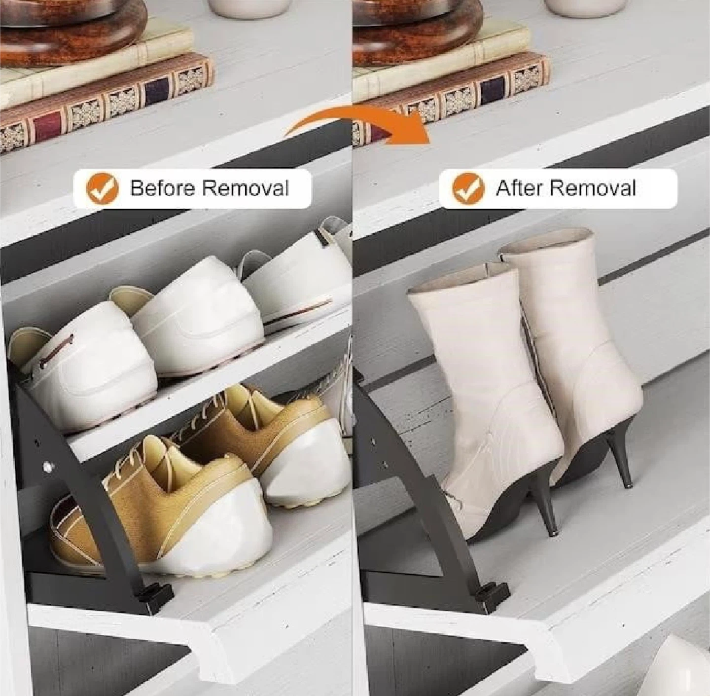 White Shoe Cabinet with Flip Drawers - photo 3