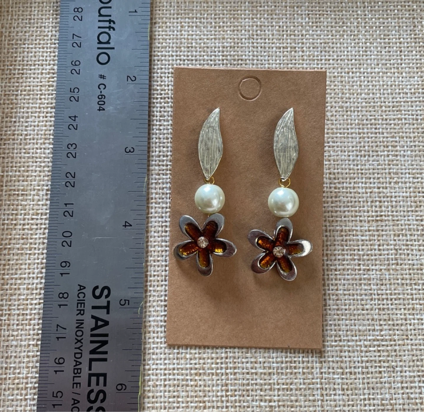 Dangle Earrings with Pearls and Flower Charms - photo 2